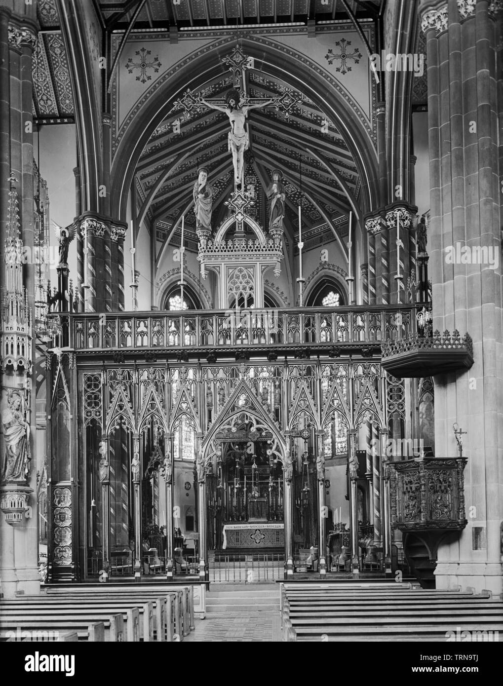 St Chad's Römisch-katholische Kathedrale, Birmingham, West Midlands, c 1940 s der 1960er Jahre. Schöpfer: George Bernard Mason. Stockfoto