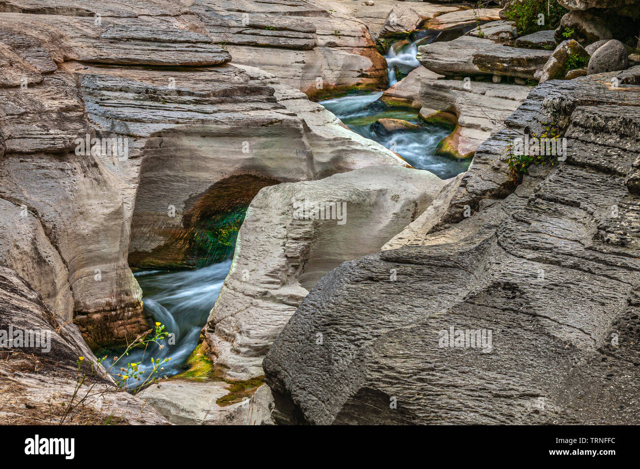 Erosion in der Rapide di Santa Lucia, Orta River Canyon Stockfoto