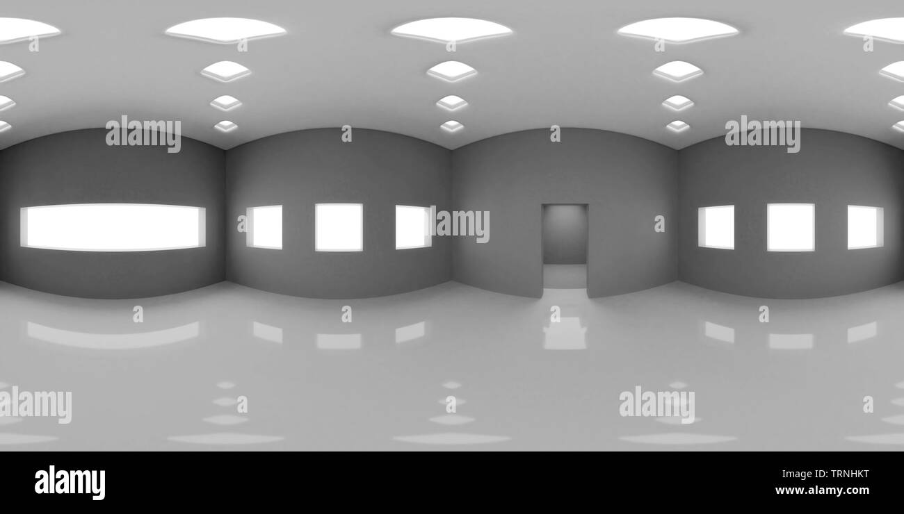 HDRI Umgebung Karte, 360 Grad Bild, abstrakte Sphärisches Panorama Hintergrund, Innenbeleuchtung Quelle rendern in Graustufen (3-D-Abbildung) Stockfoto