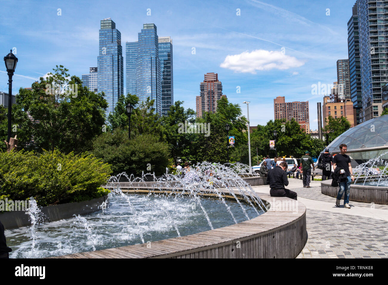 Brunnen in Hudson Park & Boulevard, NYC Stockfoto