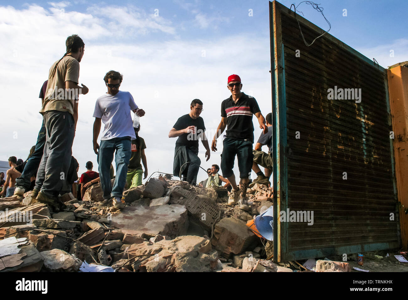 Eintritt zu Anti-Sonar frei illegaler Squat Party Rave außerhalb des Sonar Festivals, Barcelona, Spanien Stockfoto