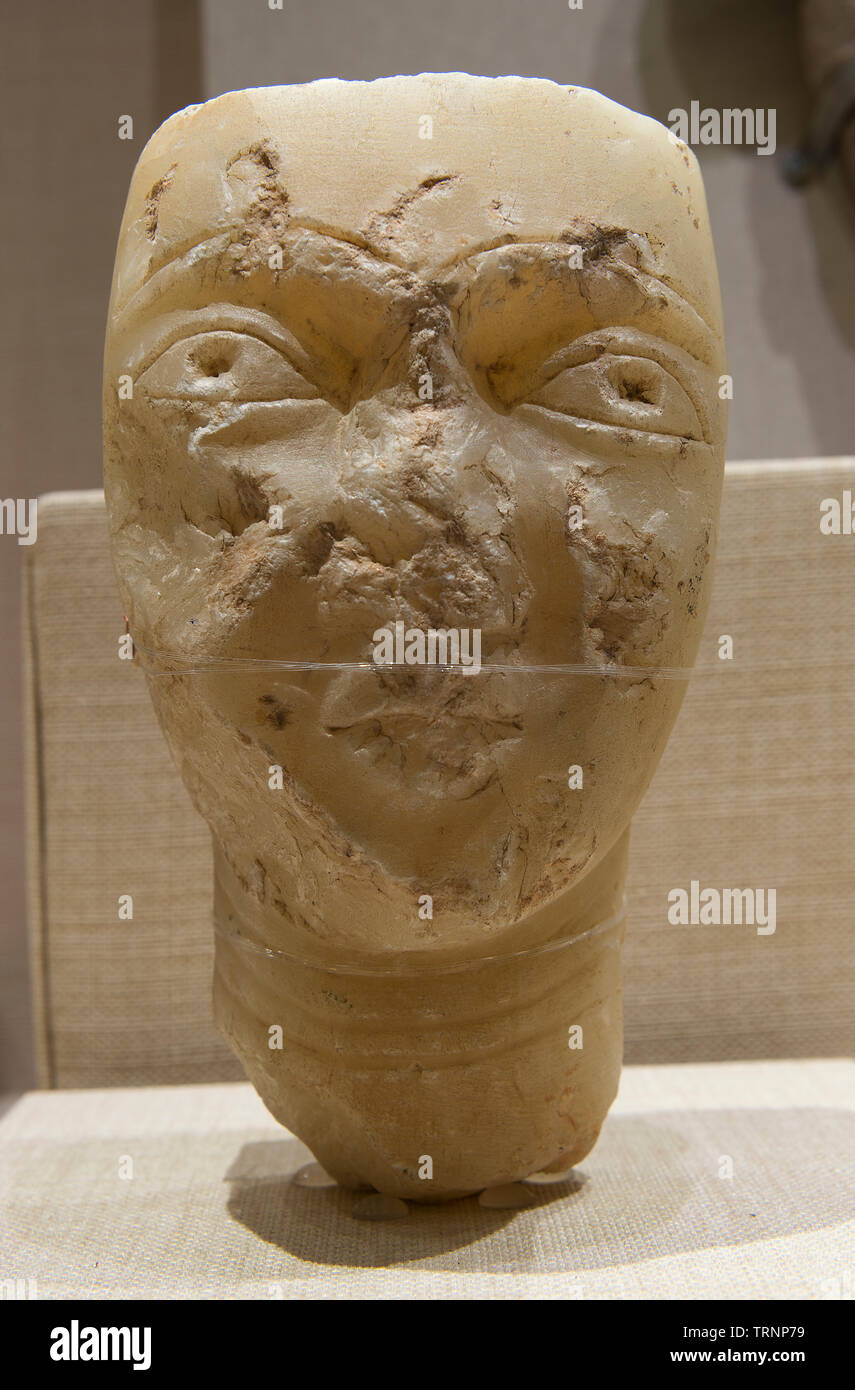 Eine Figur Kopf mit Teint. 650 BC - 600 AD. Najran, Saudi-Arabien. Saudi-Kommission für Tourismus und nationales Erbe. Stockfoto