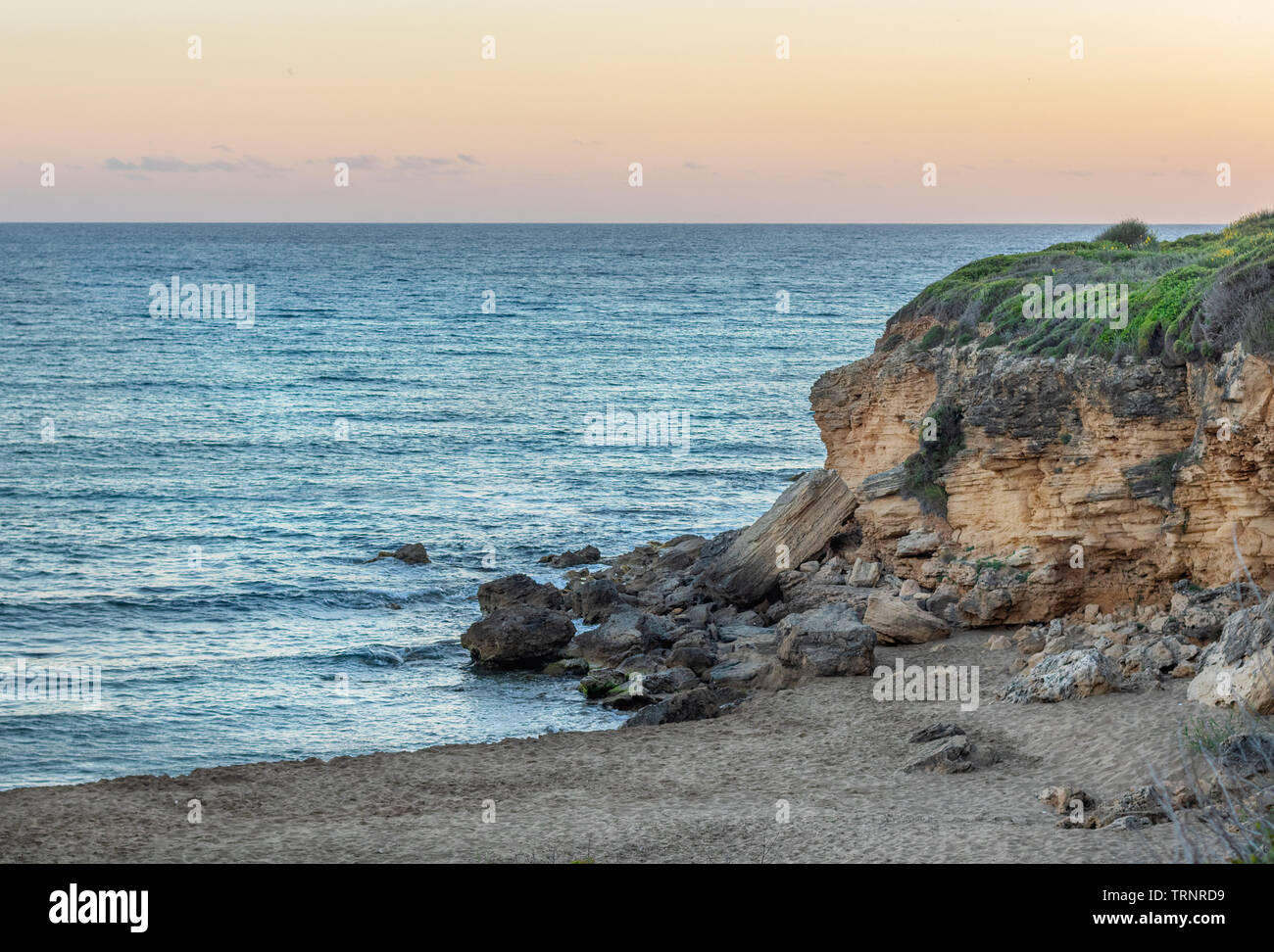 Ammes Strand nach dem Sonnenuntergang in Kefalonia/Kefalonia Insel, Griechenland Stockfoto