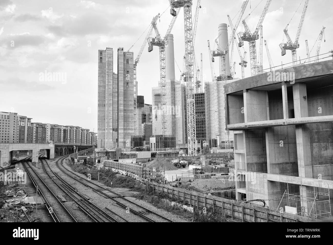 Mit dem Bau der Battersea Power Station in London. Stockfoto