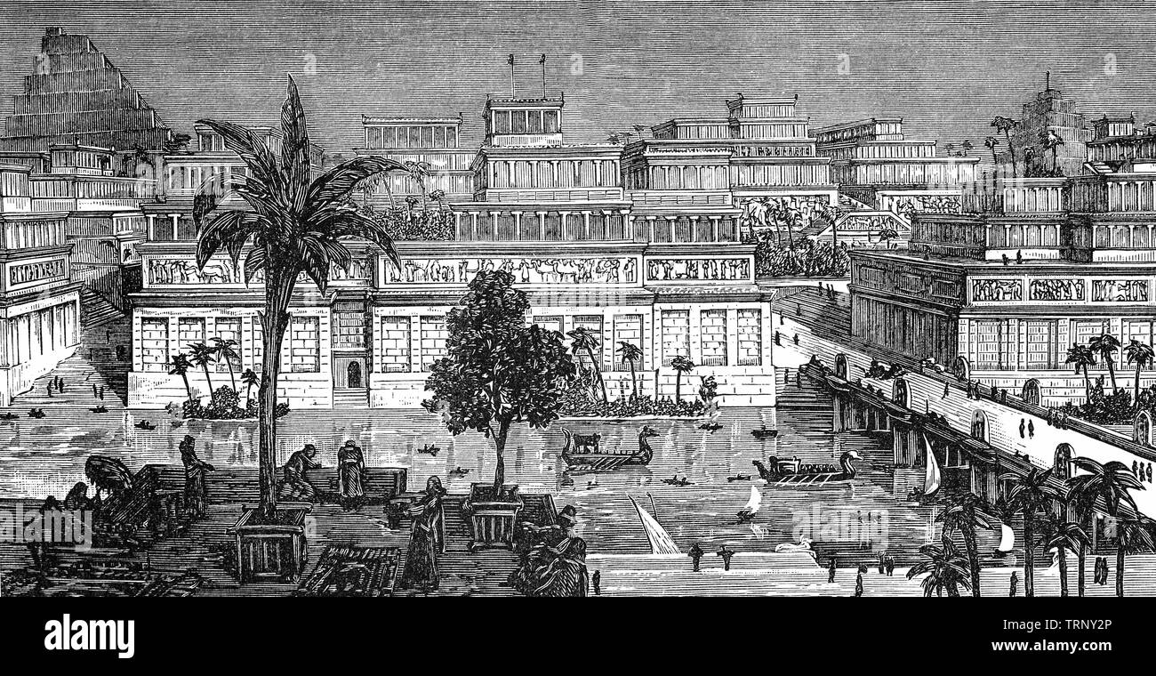 Babylon war ein Königreich im alten Mesopotamien Vom 18. bis 6. Jahrhundert v. Chr.. Die Stadt wurde auf den Euphrat errichtet und wurde Teil eines kleinen, unabhängigen Stadt - Zustand mit dem Aufstieg der Ersten babylonischen Dynastie im 19. Jahrhundert v. Chr.. Nach der Amoriter König Hammurabi erstellt einen kurzen - Reiches im 18. Jahrhundert v. Chr. gelebt, er baute Babel, in eine große Stadt und erklärte sich sein König, und südlichen Mesopotamien wurde als Babylonien bekannt. Es wurde geschätzt, dass Babylon, die größte Stadt der Welt c 1770 - c 1670 BC, und wieder C.612 - C.320 BC. Stockfoto