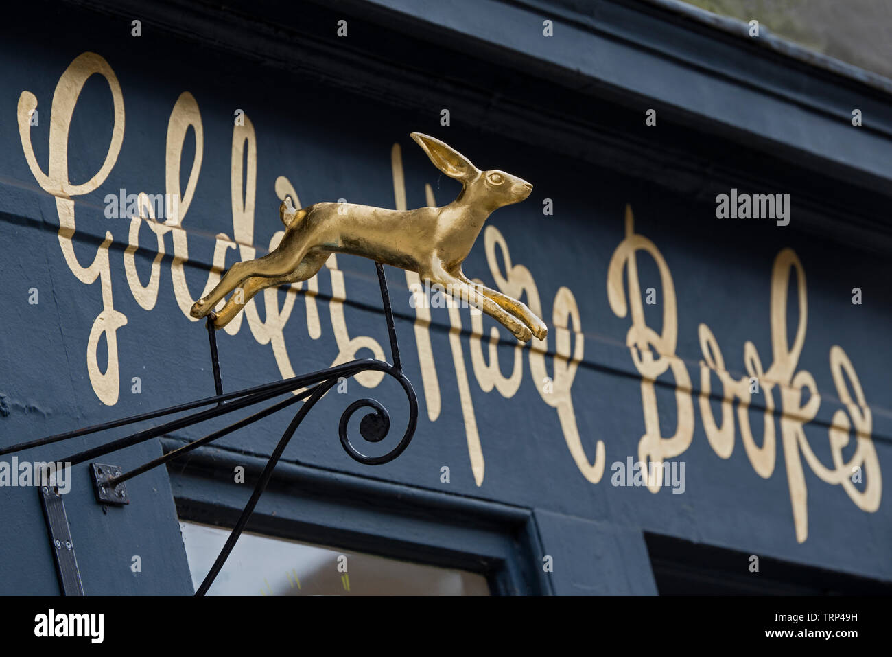 Goldene Hase Bücher, eine unabhängige Book Shop in St Stephen Street, Stockbridge, Edinburgh, Schottland, Großbritannien. Stockfoto