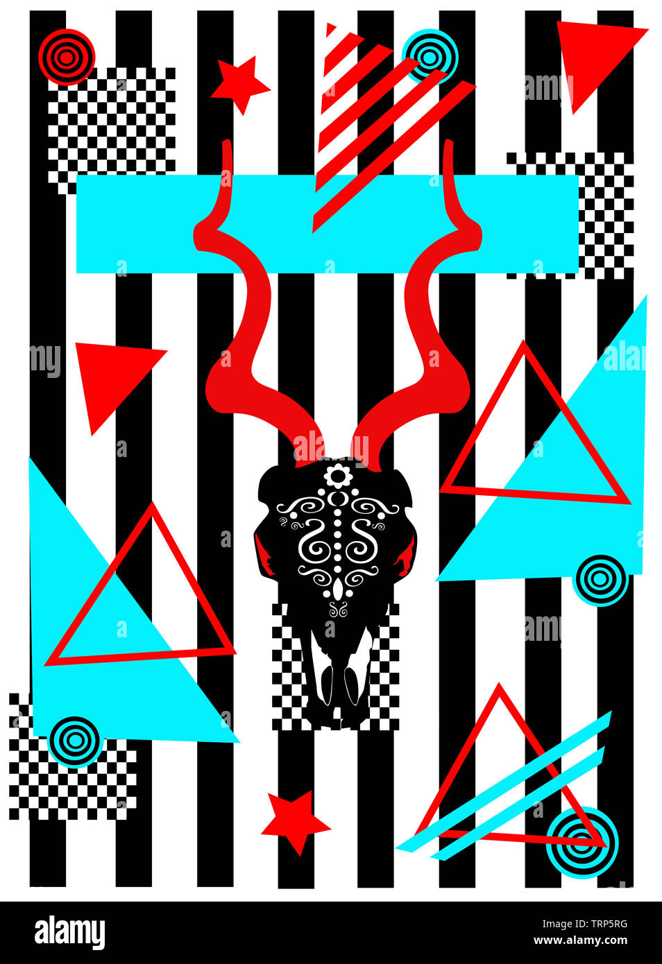 Zusammenfassung Hintergrund mit Punk Totenkopf mit Mohawk geometrische Schwarz und Weiß Stockfoto