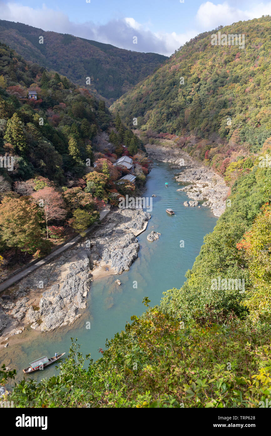 Katsuro Fluss, Arashiyama, Kyoto, Japan Stockfoto