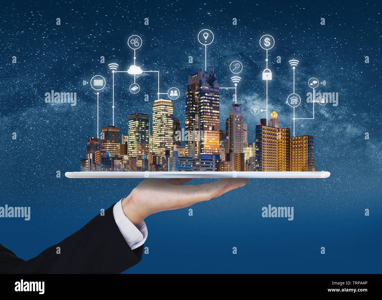 Smart City, Gebäude- und Immobilienwirtschaft Stockfoto