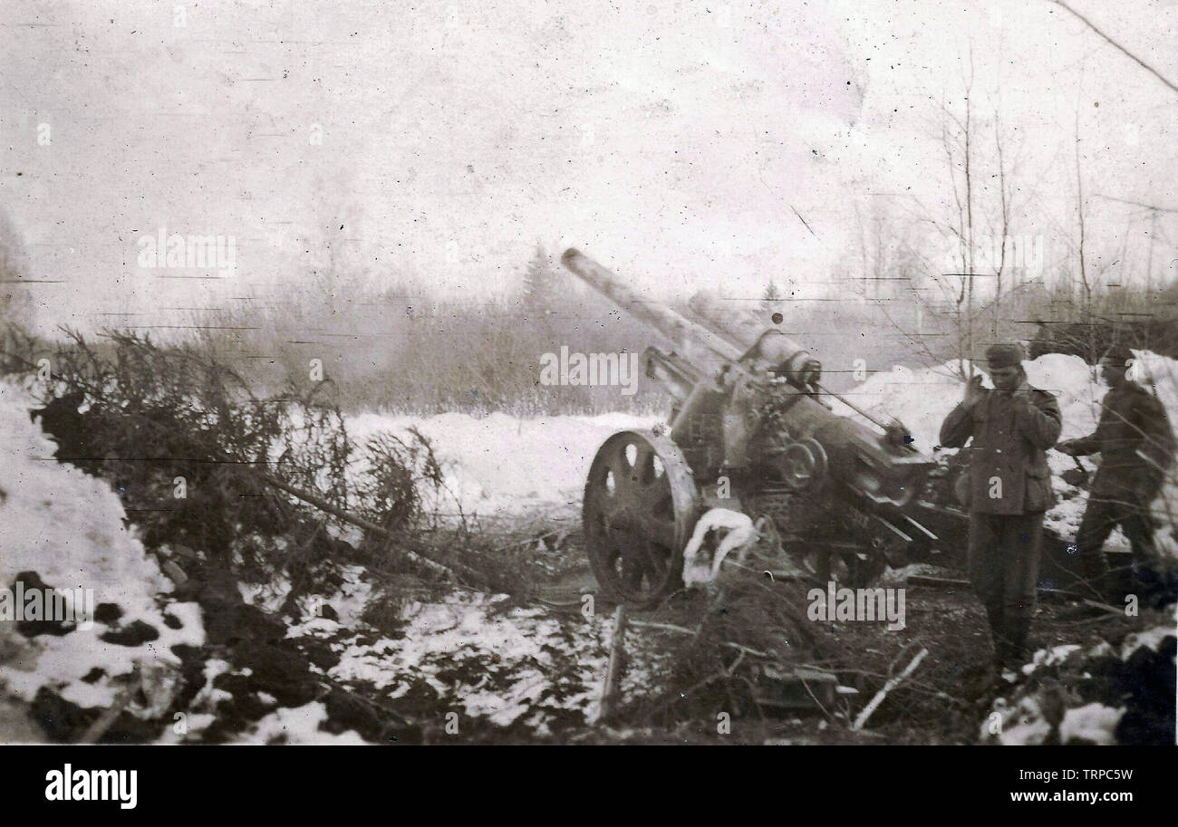 Deutsche Artillerie an der Ostfront im Winter 1942 Stockfoto