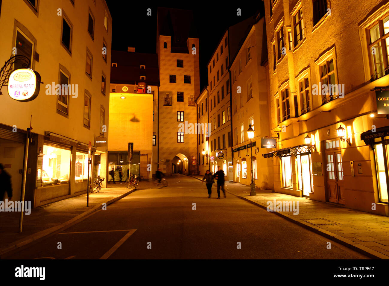 Alter Hof (Alte Veste), Burgstraße in der Nacht, München, Oberbayern, Deutschland, Europa Stockfoto