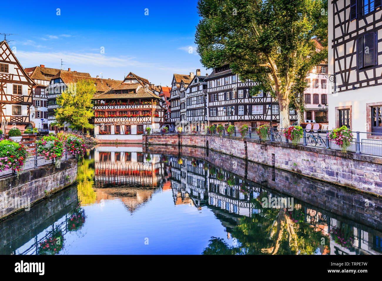 Straßburg, Elsass, Frankreich. Traditionelle Fachwerkhäuser Petite France. Stockfoto