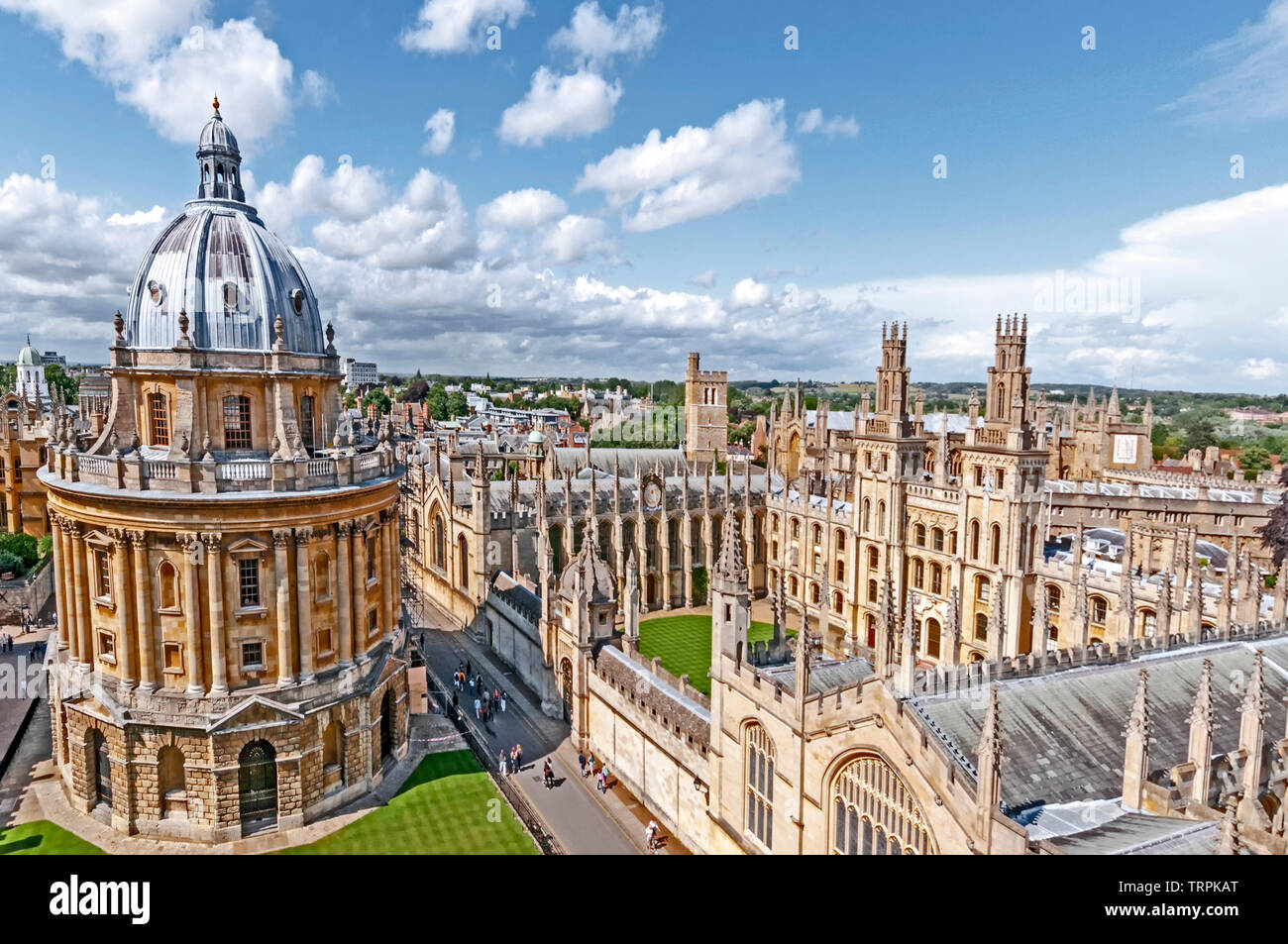 Oxford (England, Großbritannien): Bird's Eye View auf Hochschulen in Oxford; Oxford Colleges in der Vogelschau Stockfoto