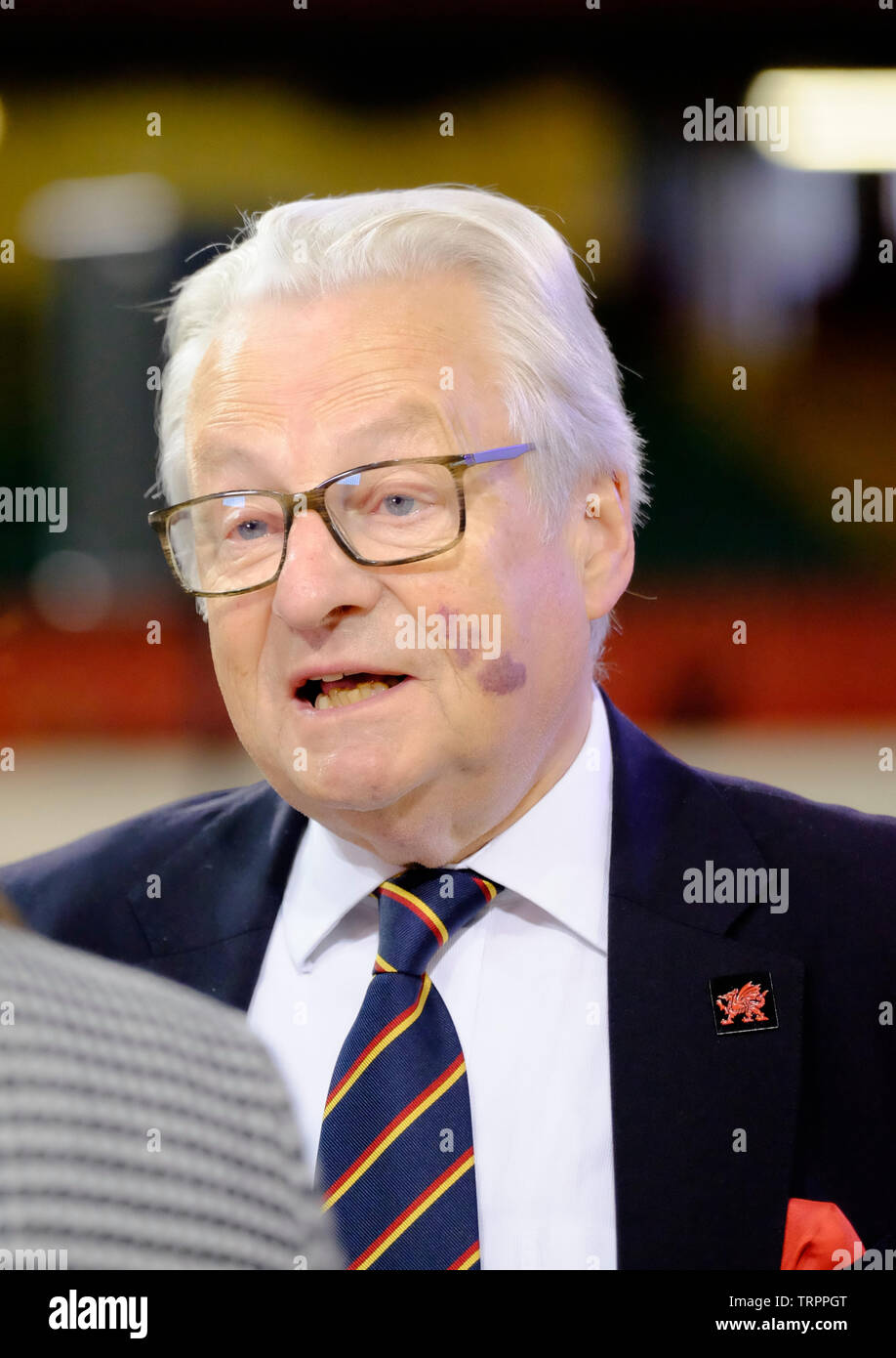 Cardiff, Wales, UK. 11. Juni 2019. Nitro World Games geben bekannt, dass die weltweit besten Action Sports Wettbewerb ist nach Wales im Frühjahr 2020 kommen. Elite Konkurrenten im Freestyle Motocross, BMX, Skaten und Freestyle scooter vying für Trophäen und Prahlen. Die Veranstaltung ist eine Partnerschaft zwischen Nitro Circus, Live Nation, Fürstentum, das Stadion, Visit Wales und Rat in Cardiff. Abgebildet ist Herr Dafydd Elis-Thomas. Credit: Herr Standfast/Alamy leben Nachrichten Stockfoto