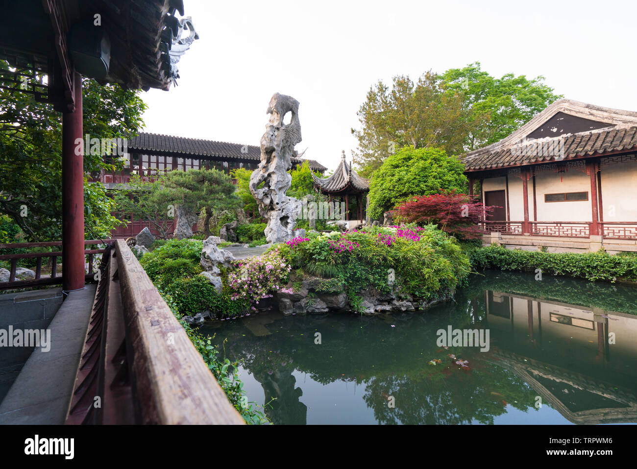 Traditioneller chinesischer Garten in Suzhou Stockfoto