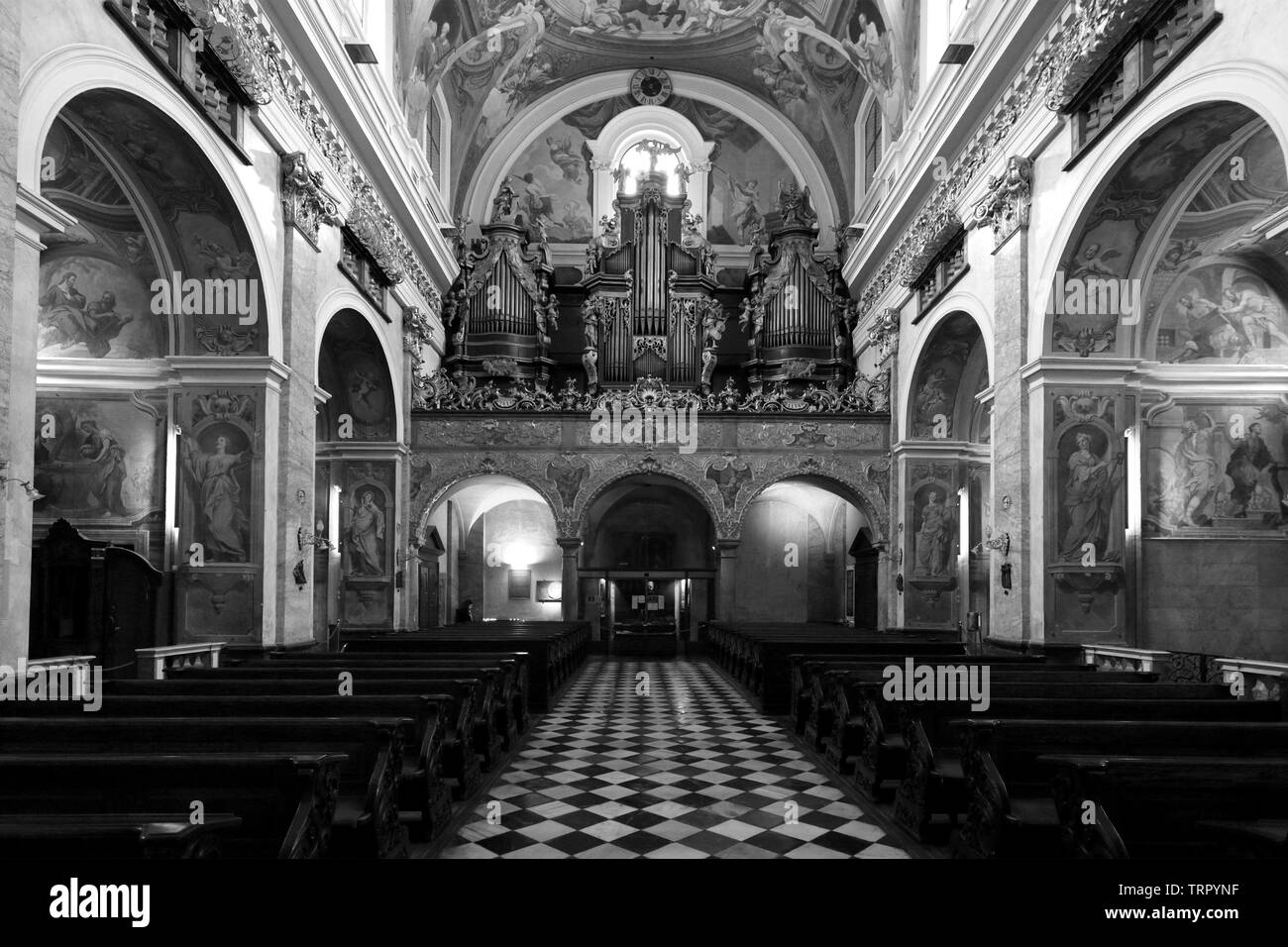 Innenansicht der Kirche St. Nikolaus Kathedrale, Ljubljana, Ljubljana, Slowenien, Europa Stockfoto