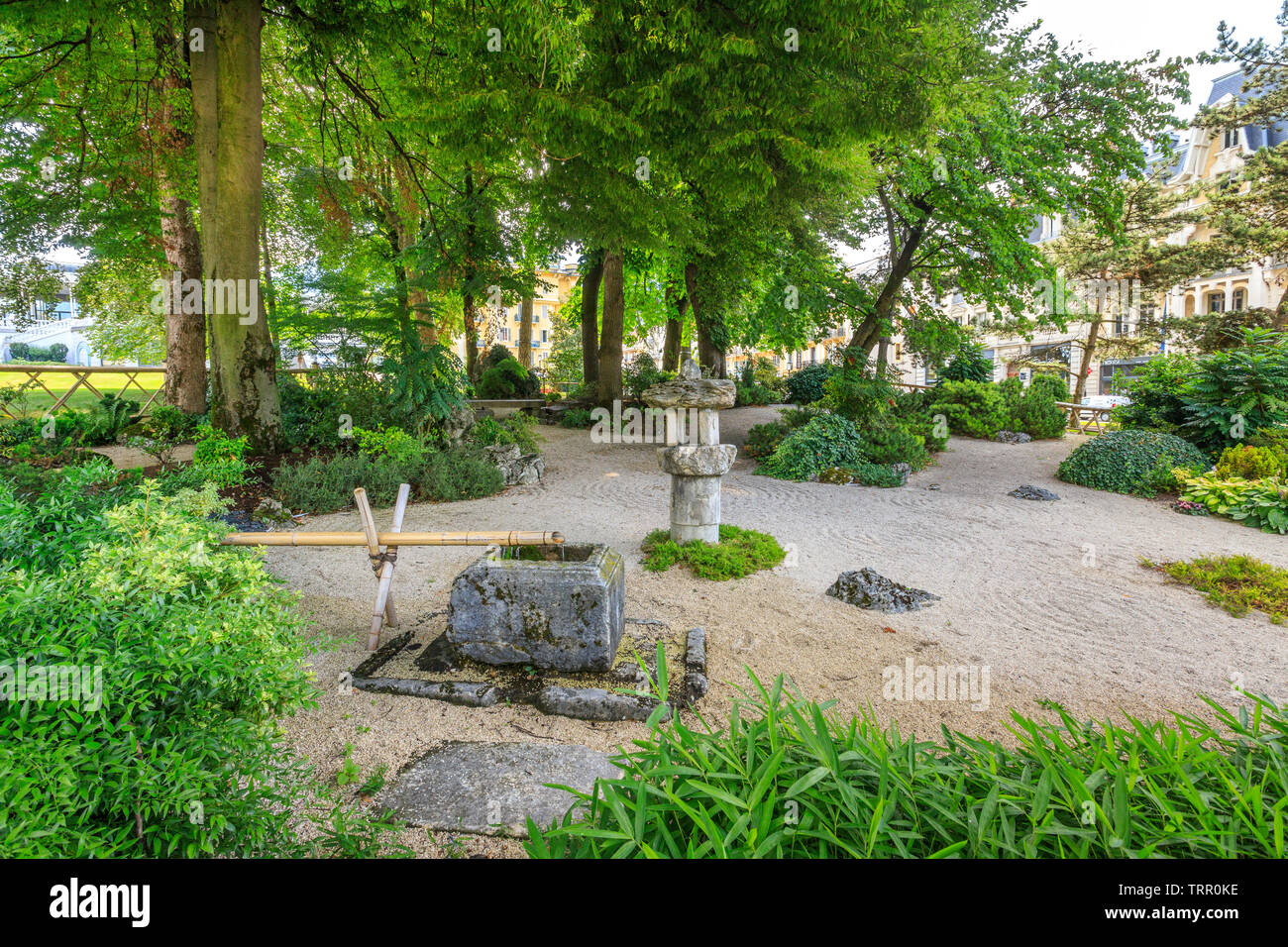 Frankreich, Savoyen, Aix-les-Bains, Japanischer Garten erstellt von Seiji Imanaka und Sado Yasumoro // Frankreich, Haute-savoie (73), Aix-les-Bains, Le Jardin japonais cr Stockfoto