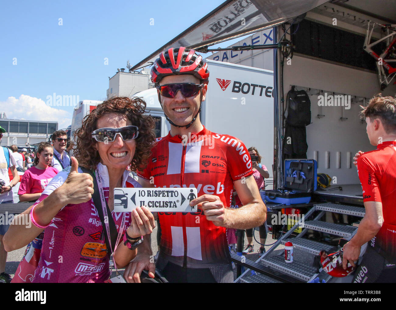 Paola Gianotti Italienisch ultra Radfahrer mit Pro Cycling Team sunweb am Giro d'Italia 2019 letzte Etappe Start in Verona, Italien Stockfoto