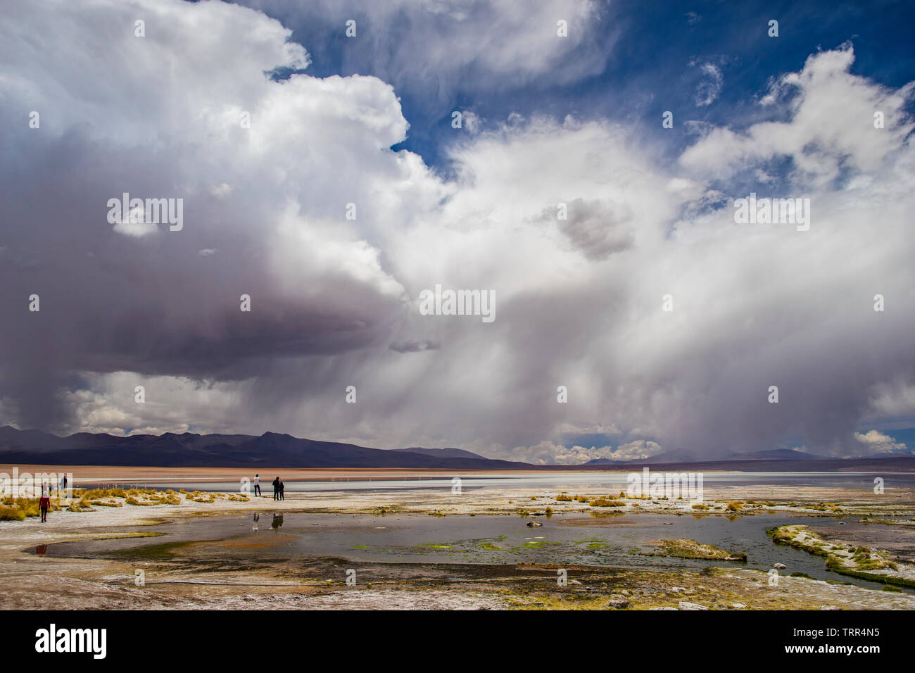 Unwetter in White Lagoon in Bolivien Stockfoto