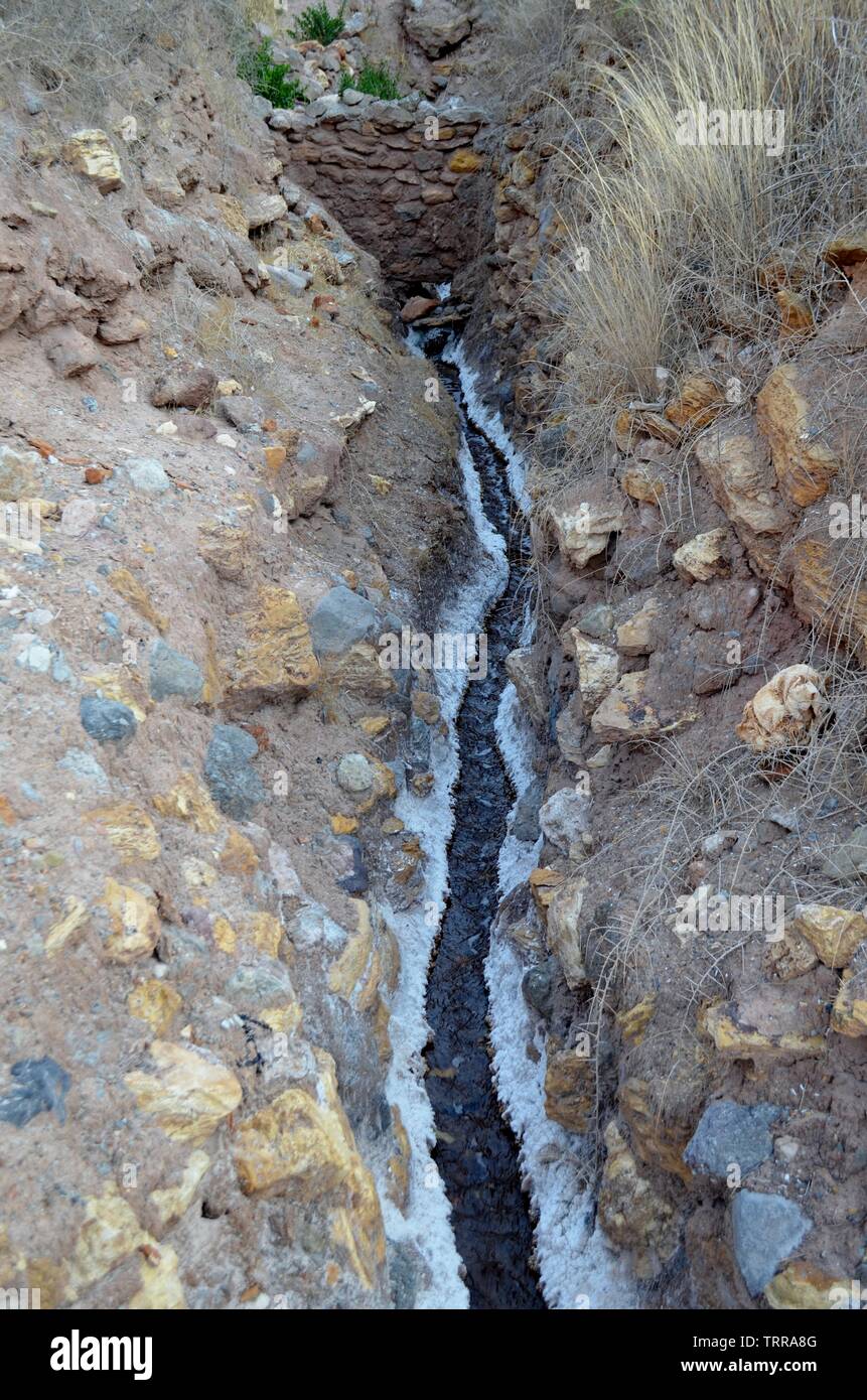 Peru, Cuzco, Arequipa. Maras Salz Verdunstungsteichen in Cusco und Ollantaytambo. Stockfoto