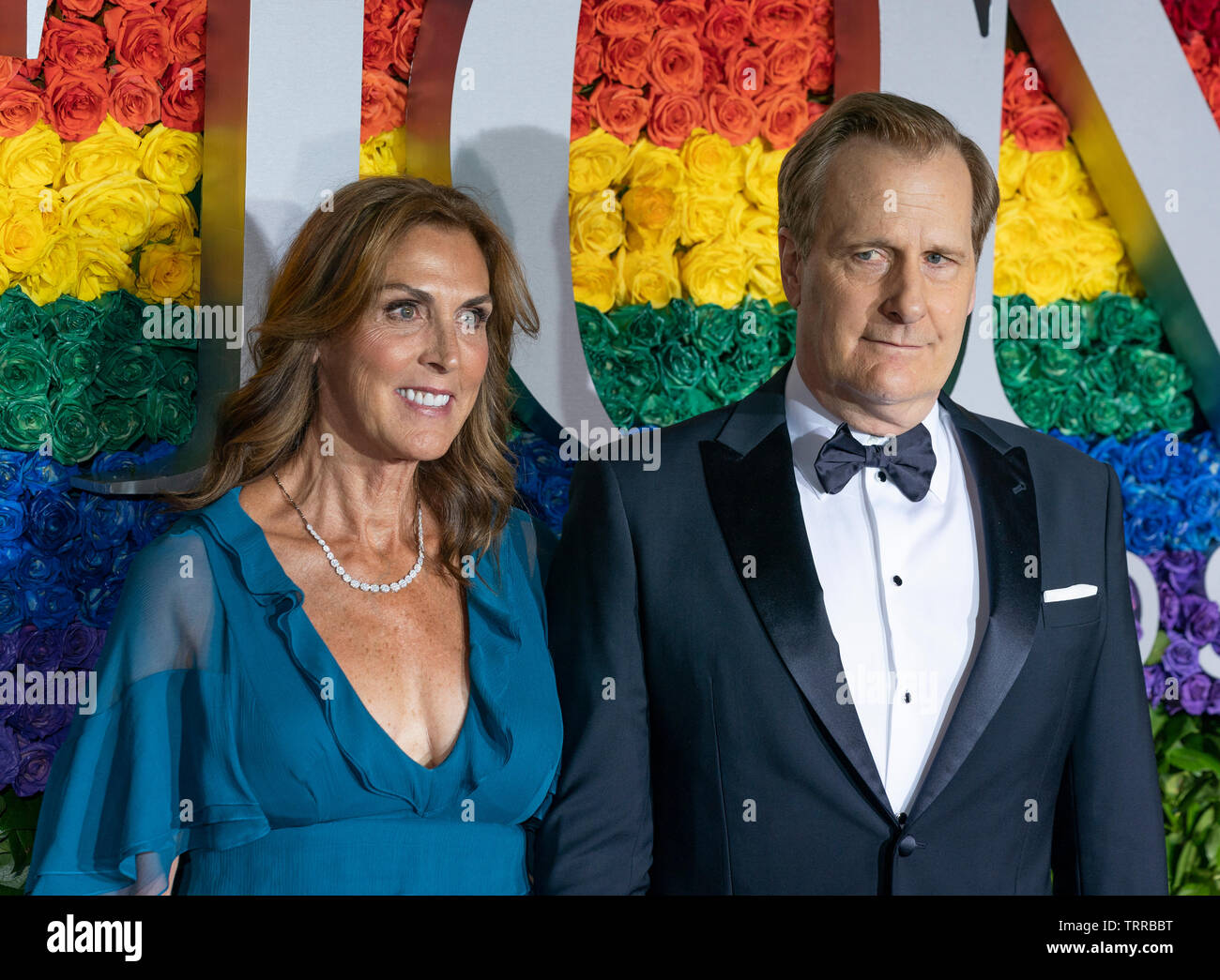 New York, NY - Juni 9, 2019: Kathleen Rosmarin Treado und Jeff Daniels die 73. jährliche Tony Awards in der Radio City Music Hall teilnehmen Stockfoto