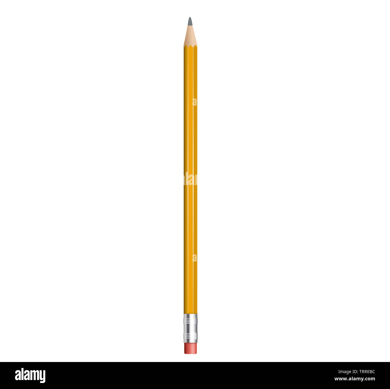 Gelbe Bleistift mit Radiergummi realistische Abbildung Stockfoto