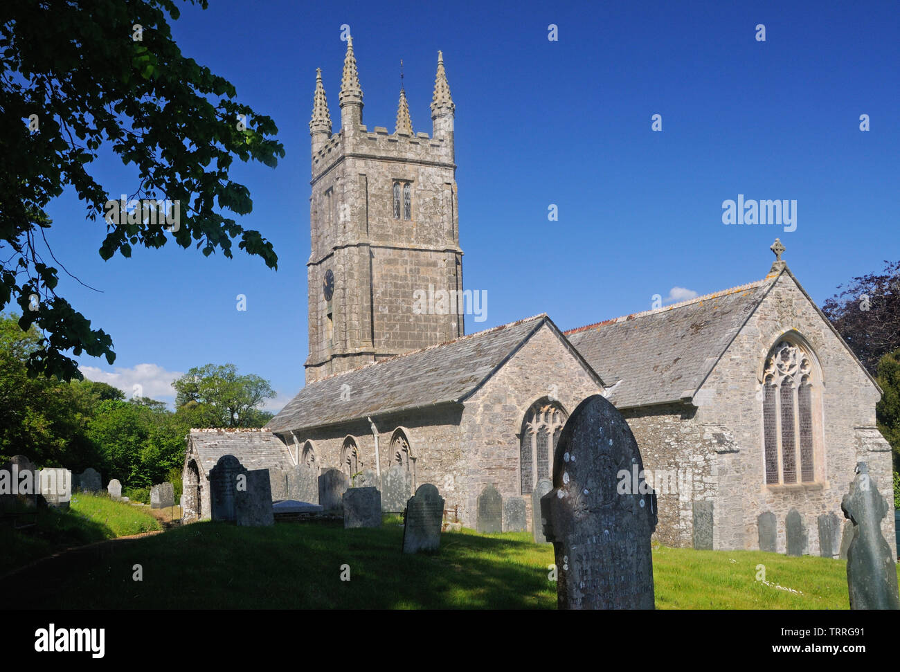 Die Kirche von St. Briochus, in Lezant, Cornwall, England Stockfoto