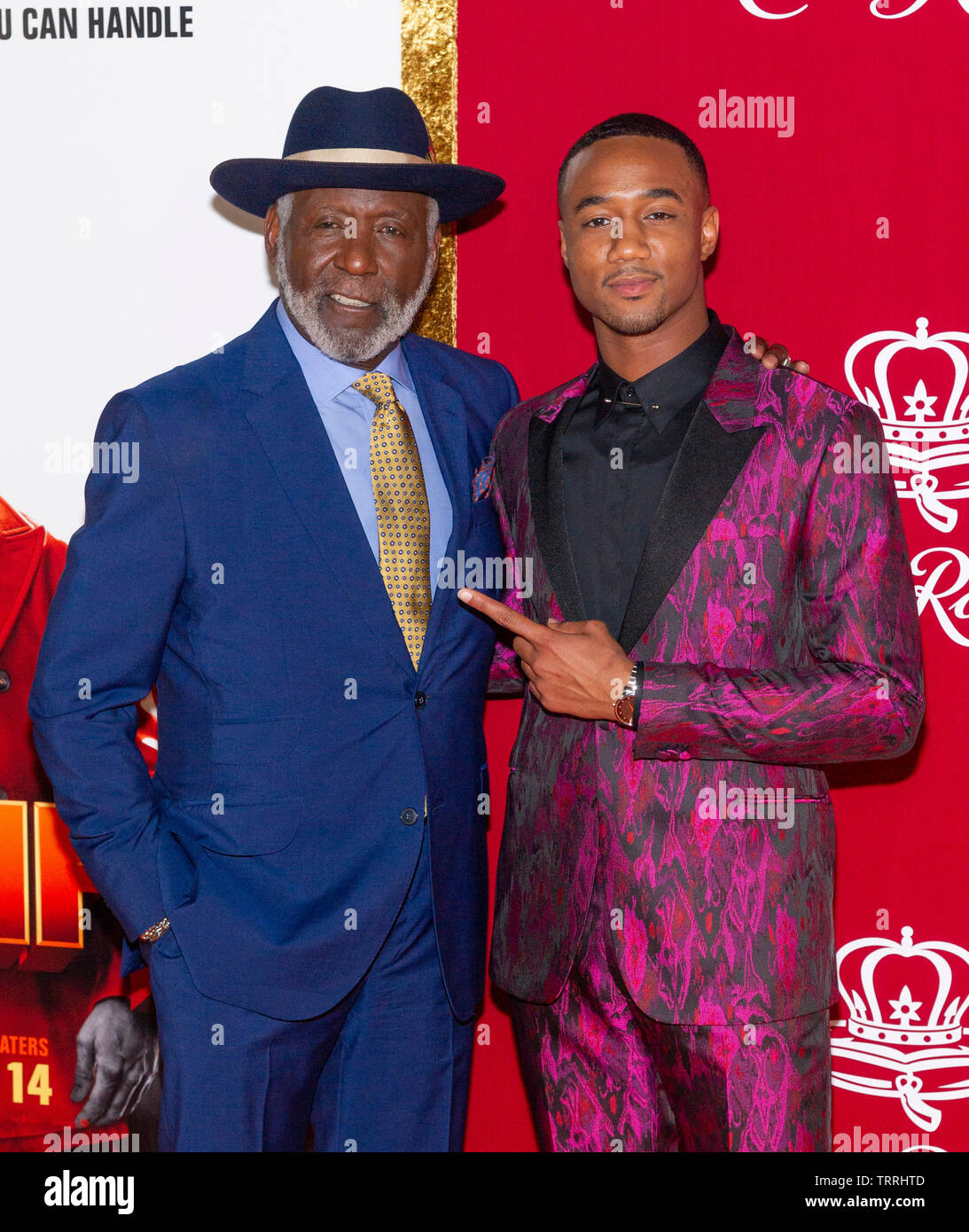 New York, NY - 10. Juni 2019: Richard Roundtree und Jessie T. Usher die Welle Premiere auf AMC Lincoln Square Theater teilnehmen Stockfoto