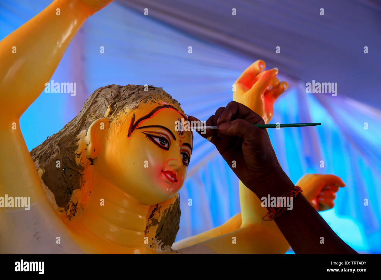 Die clay Idol der hinduistischen Göttin Durga in Dhaka, Bangladesh. Stockfoto