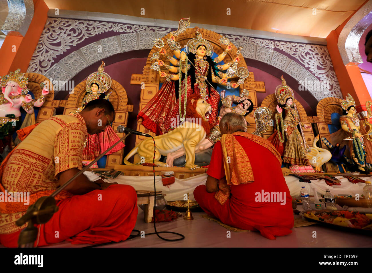 Durga Puja Feier in Dhaka, Bangladesh. Stockfoto