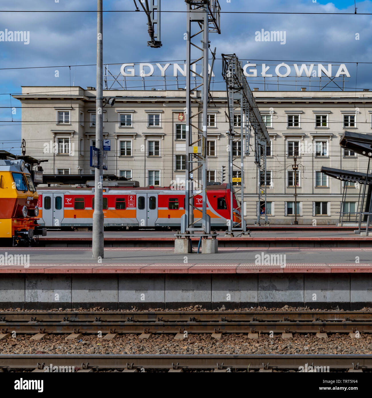 Gdynia Głowna (Main) Station, nördlich von Danzig, die zusammen mit der dreistadt Sopot in Pommern, Polen form Stockfoto
