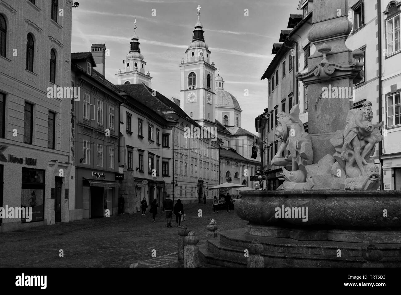 City Center street view, Ljubljana, Slowenien, Europa Stockfoto