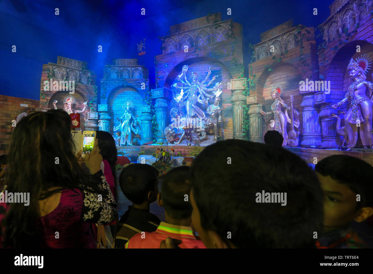 Durga Puja Feier in Dhaka, Bangladesh. Stockfoto
