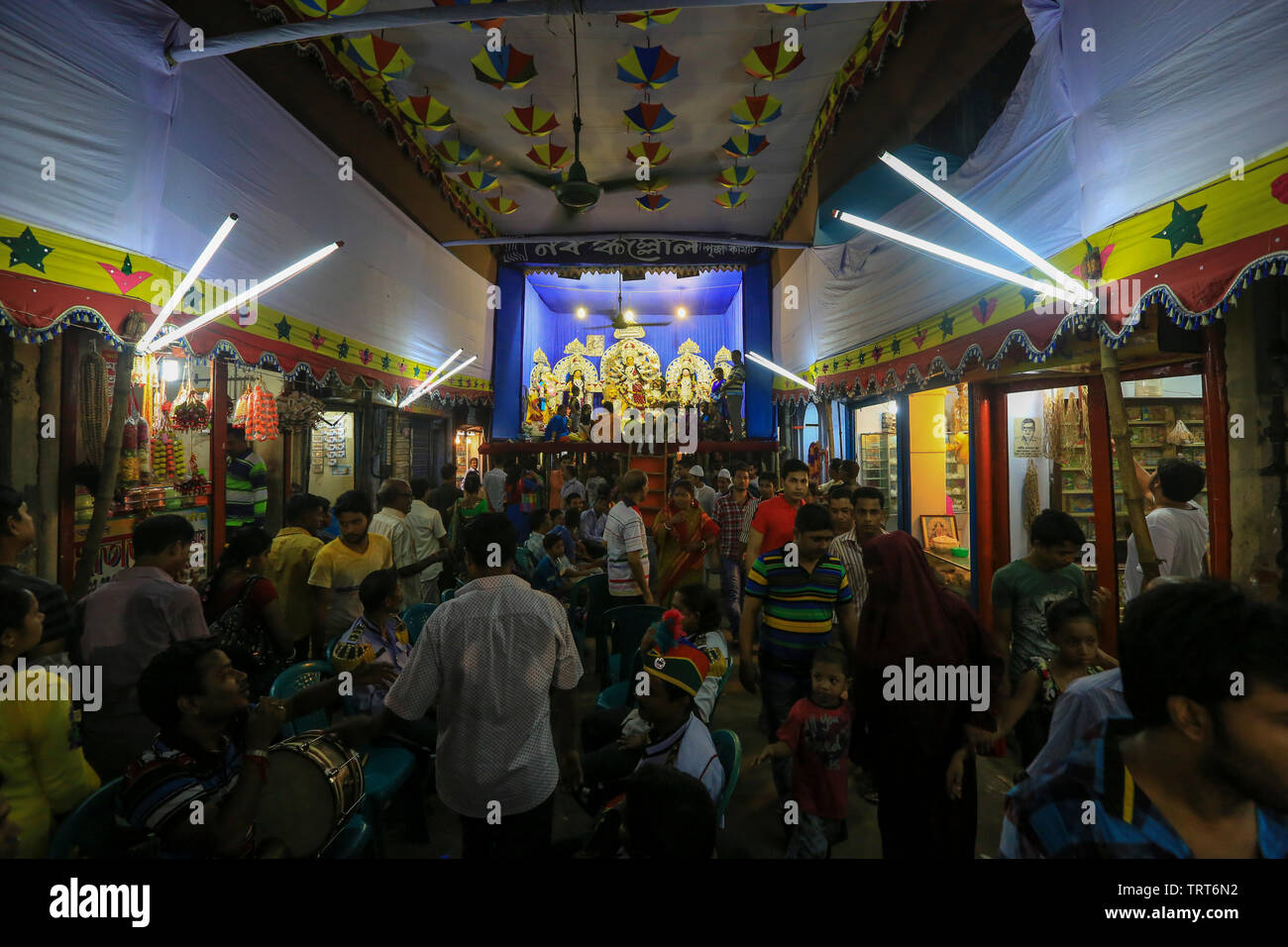 Durga Puja Feier in Dhaka, Bangladesh. Stockfoto