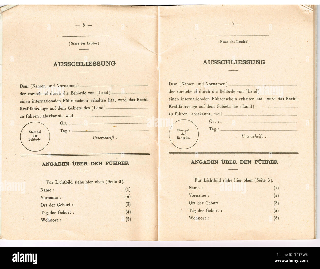 Internationaler Führerschein, 1952, Frankreich. Stockfoto