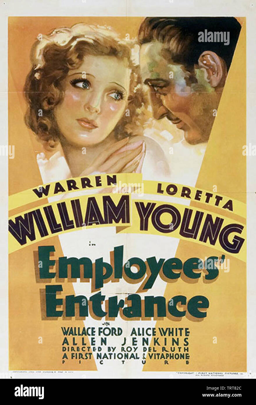 Mitarbeiter ETRANCE 1933 Erste nationale Bilder Film mit Loretta Young und Warren EWilliam Stockfoto