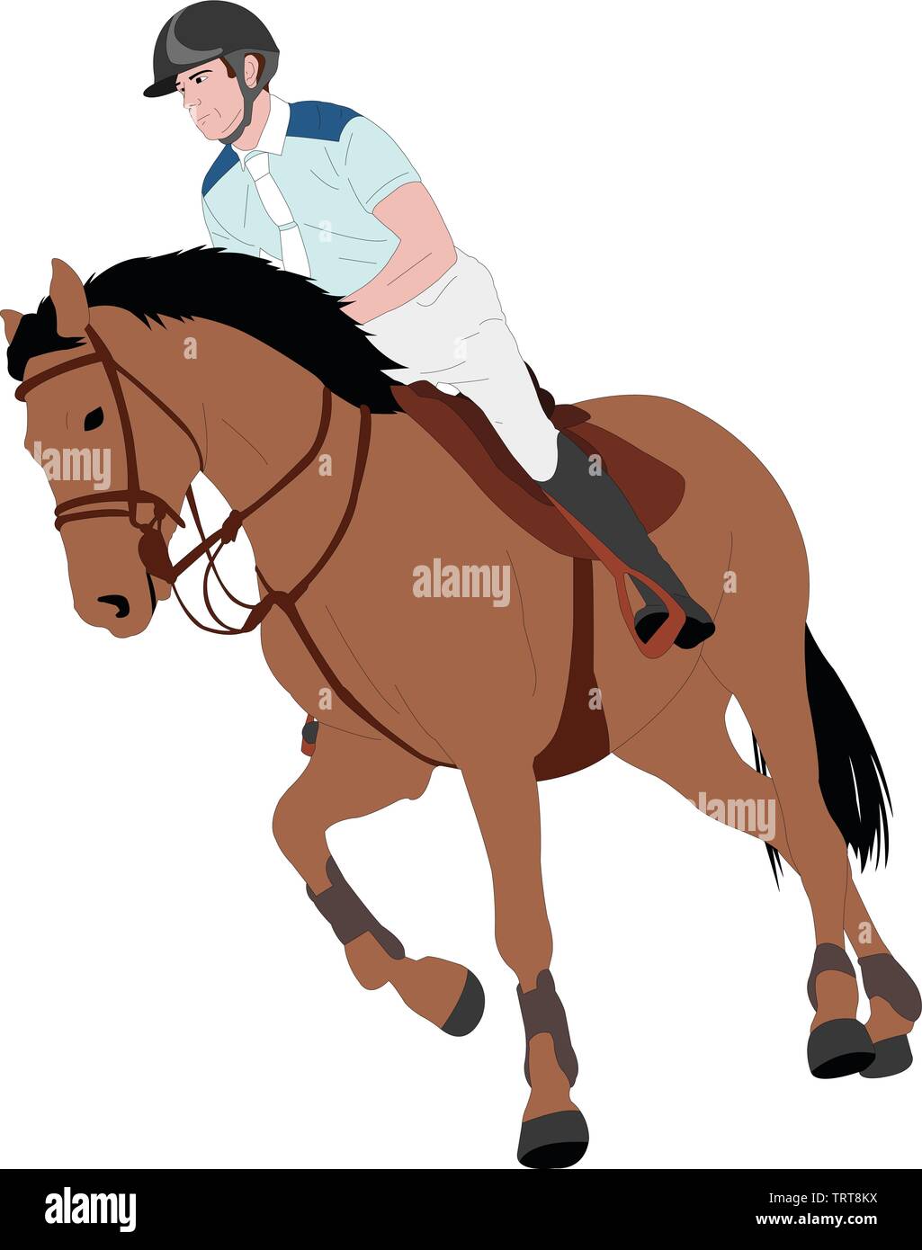 Junge Reiter reiten elegantes Pferd Farbe Illustration - Vektor Stock Vektor