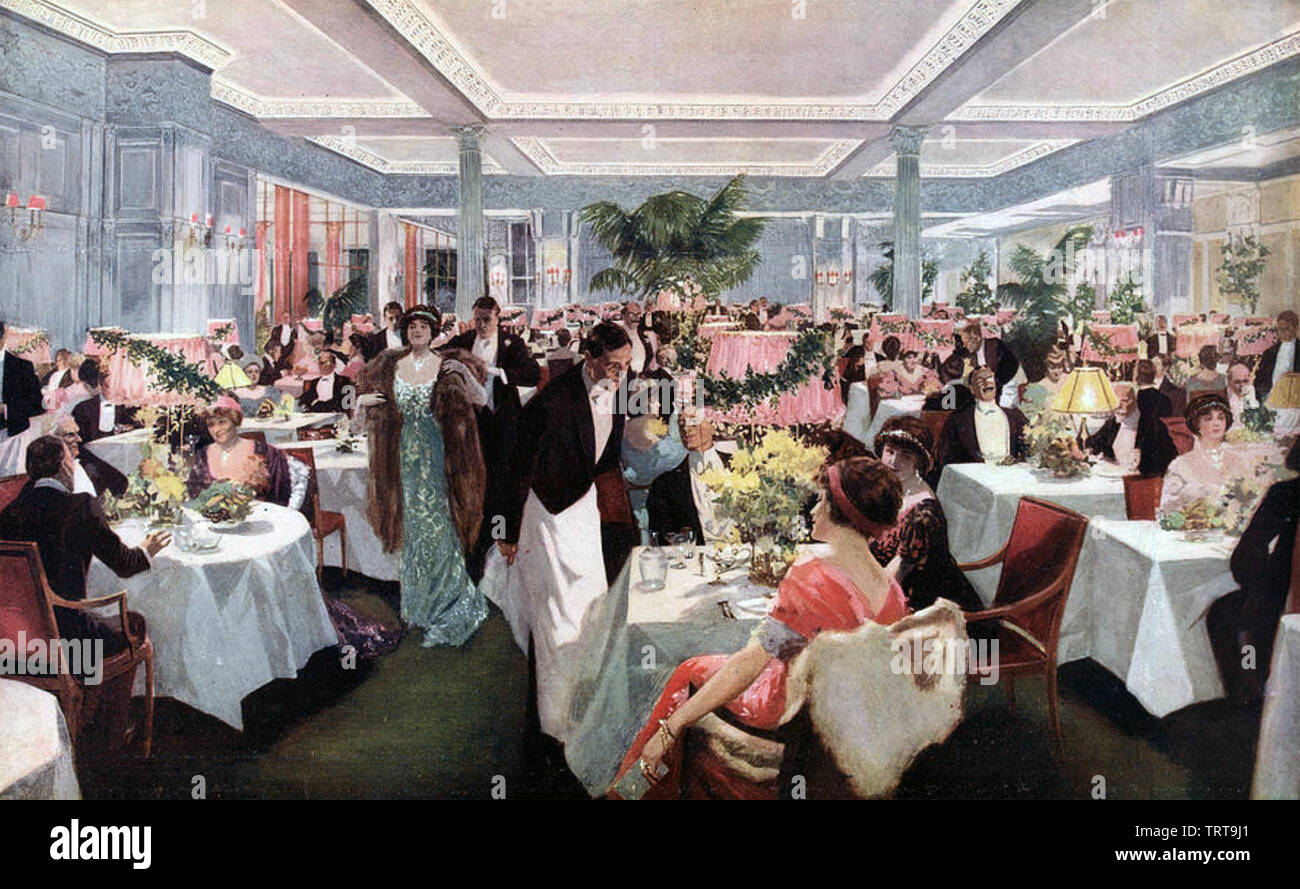Die britische High Society zum Abendessen über 1910 Stockfoto