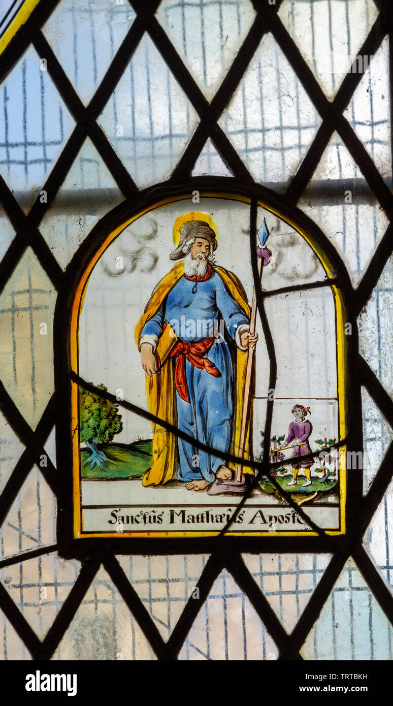 Farleigh Hungerford Castle, Somerset, England, UK Glasfenster in der Kapelle Stockfoto