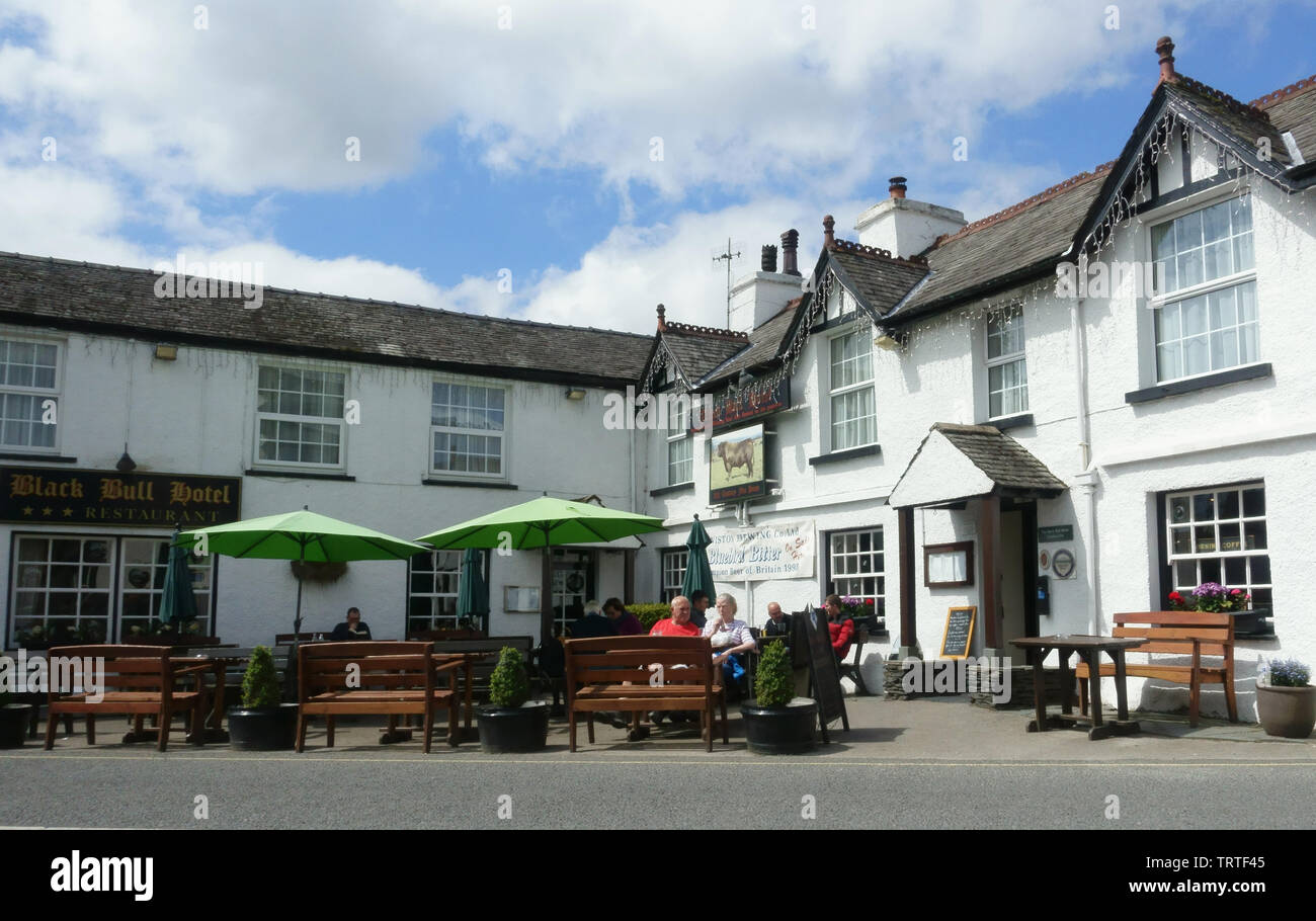 Der Black Bull Hotel und Brauerei Coniston Cumbria England Großbritannien Stockfoto