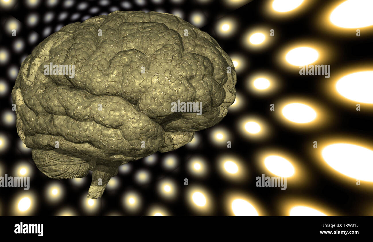 Psychedelic Hintergrund Gehirn. 3D-Rendering Stockfoto