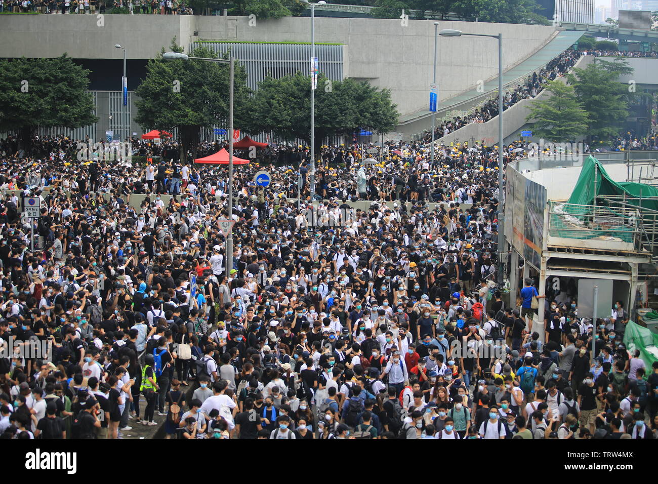 12. Juni Protest in Hongkong gegen die Auslieferung Gesetz Stockfoto