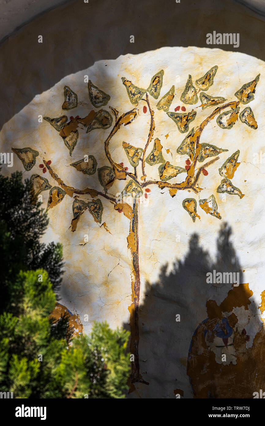 Wandmalereien, Wandbilder, dekorieren das Monasterio de Santa Catalina, Kloster, religiöse Gebäude in Arequipa, Peru, Südamerika Stockfoto