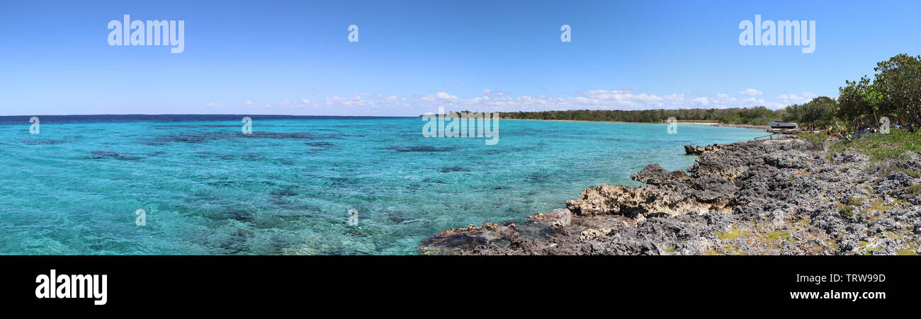 Panoramablick von Punta Perdiz, in der Nähe von Playa Giron in der Bucht von Schweinen oder Bahia de Cochinos, Kuba Stockfoto