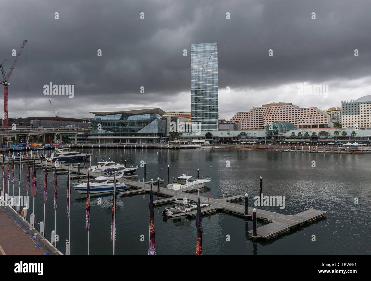 Stürmischen Himmel über Darling Harbour, Sydney, Australien Stockfoto