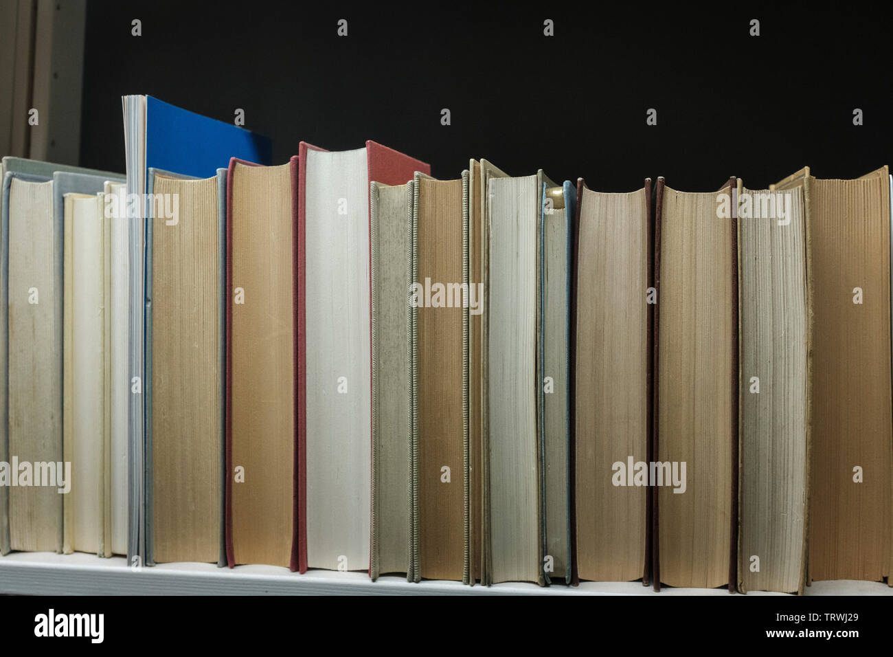 Bücher in einem Regal in eine Stammbibliothek Stockfoto