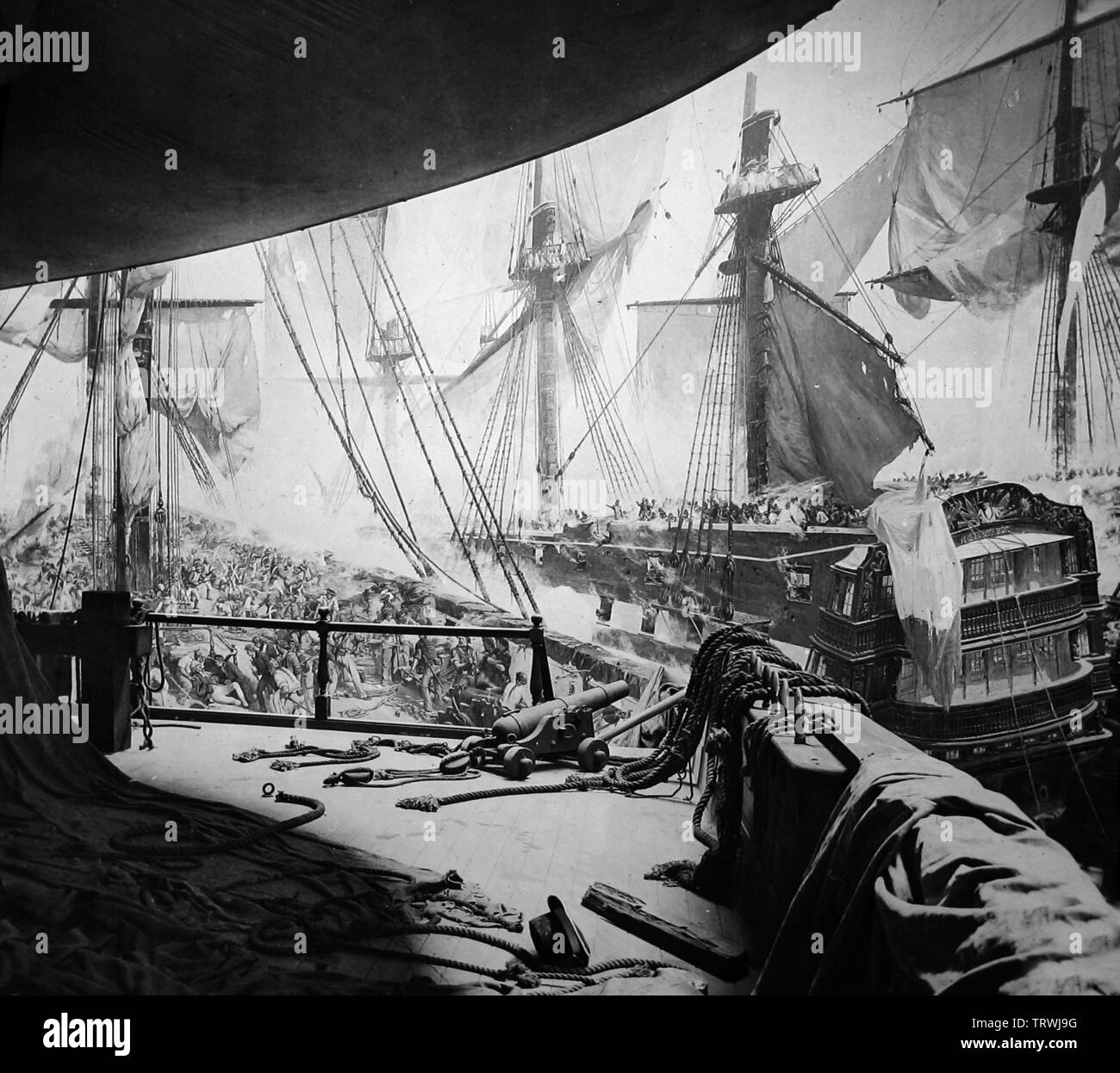 Schlacht von Trafalgar Panorama, Royal Naval Ausstellung von 1891 in London. Stockfoto
