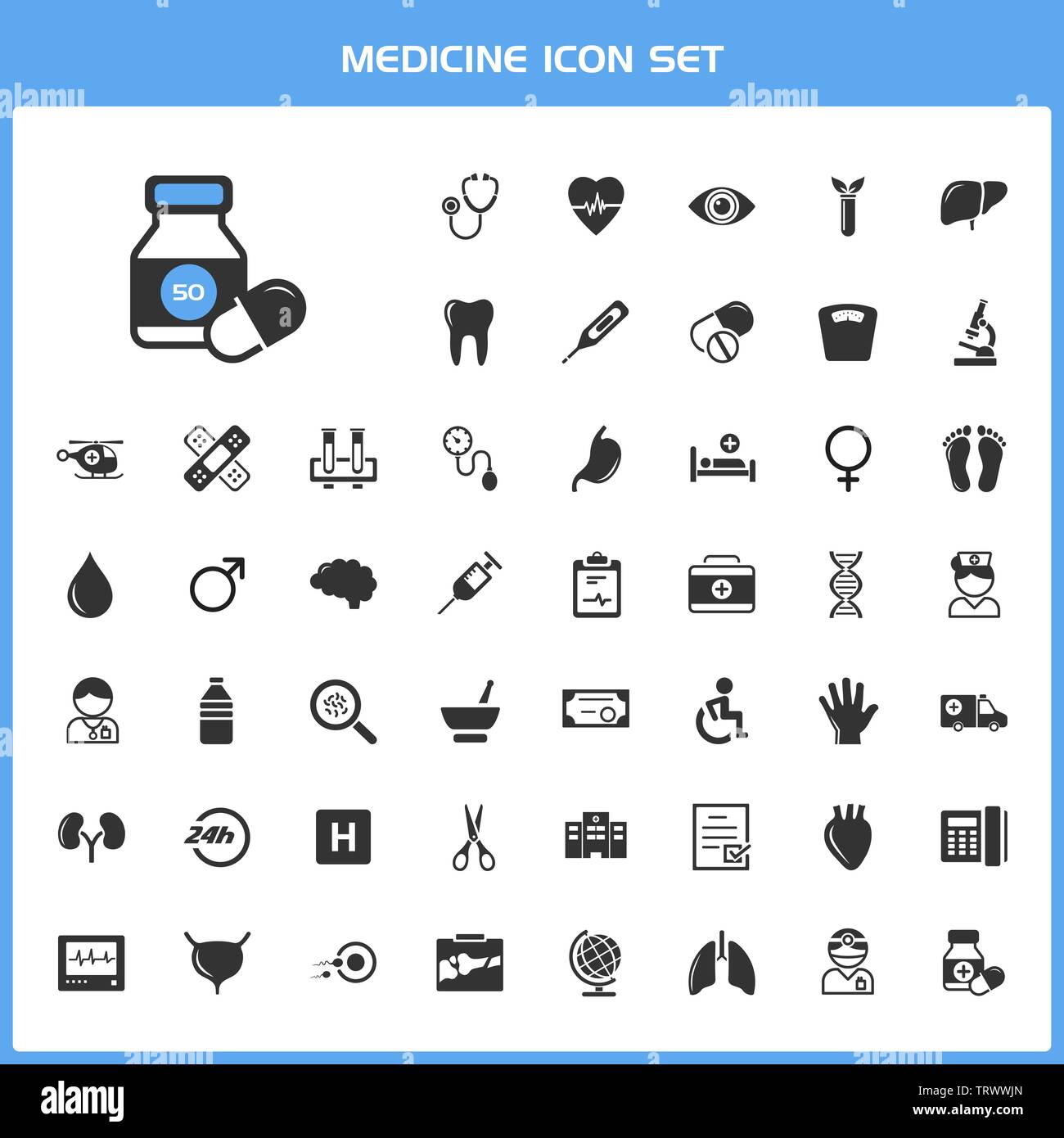 Flache Medizin Icon Set. Isolierte Vector Illustration Stock Vektor