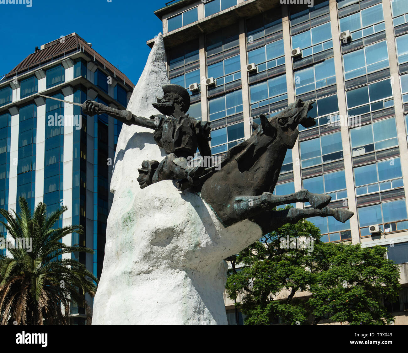 Statue von Don Quijote auf der Avenida 9 de Julio in Buenos Aires, Argentinien Stockfoto