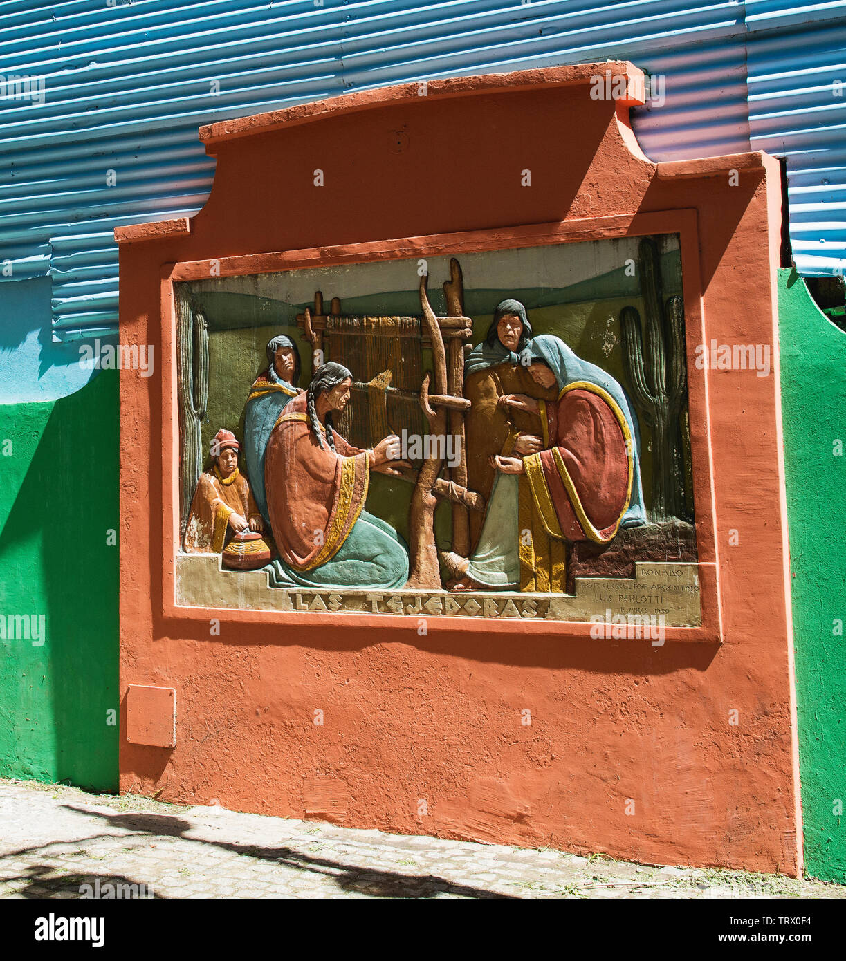 Farbenfrohe Gebäude und Street Art in La Boca in Buenos Aires, Argentinien Stockfoto